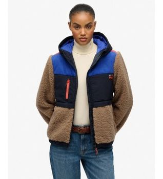Superdry para mujer. W5012035A Forro polar con capucha Hooded gris (XS), Marrón, Casual, Poliéster