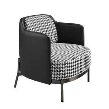 Sillón Tela Blanca Y Negra Y Polipiel Negro Angel Cerdá 5139 68x70x73