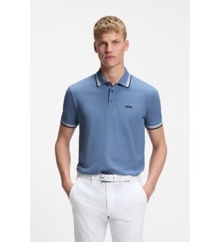BOSS para hombre. 50469055 Polo Paddy de piqué de algodón azul (M), Casual, Manga corta