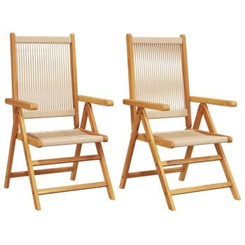 Pack 2 Uds Sillas De Jardín | Silla De Exterior | Sillón Madera Maciza Acacia Polipropileno Beige