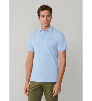 Hackett London para hombre. HM5600093 Polo piqué fit slim azul claro (L), Casual, Algodón, Manga corta