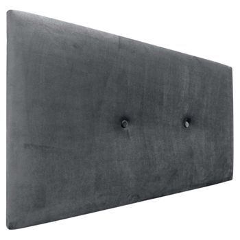 Dhome Cabecero De Terciopelo Liso Con Botones 95x60 Camas 80/90 - Gris Oscuro