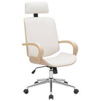 silla de oficina dayton simil cuero naturalblanco 70x70x118 cm clp