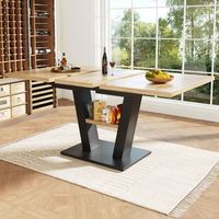 mesa de comedor extensible - tablero extensible - mdf - natural  negro