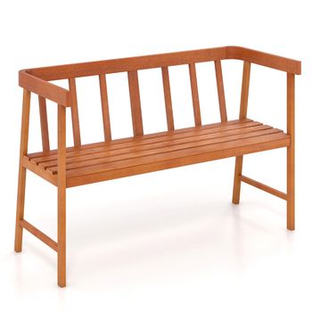 Costway Banco de Jardín de Madera Acacia para 2 Personas con Respaldo Apoyabrazos Asiento de Listones para Parque Patio Carga 360kg 110 x 46 x 72 cm