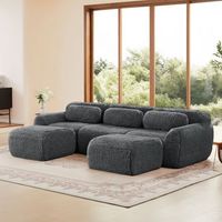 sofa modular en forma de u con cojines tejido suave diseno ergonomico base antideslizante no requiere montaje color gris