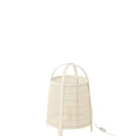 lampara de sobremesa de tela y madera beige 365x365x525 cm