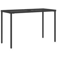 mesa de jardin  mesa de exterior superficie de vidrio ratan pe negro 115x54x74 cm