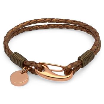 Bronce vintage pulsera de cuero