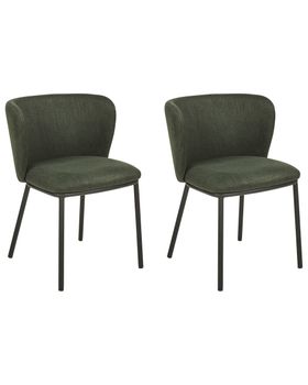Conjunto de 2 sillas de comedor  tela verde oscuro