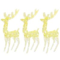 renos de navidad acrilico 250 led 3 uds blanco calido 180 cm vidaxl