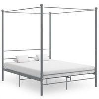 estructura de cama con dosel sin colchon metal gris 160x200 cm vidaxl
