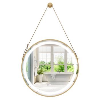 Espejo De Baño Colgante Con Correa Para Colgar, Luz Led De 3 Y Función De Memoria Blanca 60 Cm