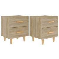 pack 2 uds mesitas de noche  mesa auxiliar  mesilla color roble sonoma 40x35x475 cm