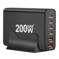 gan tech cargador usb pd de 200w y 6 puertos 2usb-a4usb-c estacion de carga rapida de escritorio con enchufe eu par