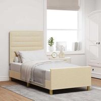 estructura de cama con cabecera crema 90 x 200 cm tela vidaxl