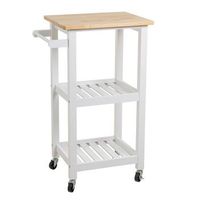 carro de cocina en madera de pino y laminado color blanco de 56x39x85 cm casaseleccion