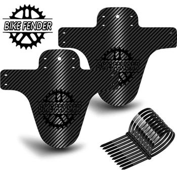 Guardabarros de fibra de carbono para bicicleta de montaña y carretera, ultraligero, para rueda delantera y trasera, con bridas para cables, guardabarros universal para bicicleta, accesorios de