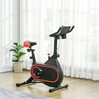 Bicicleta Estática Sportnow Pe Acero, 93x48,5x102-112cm, Rojo Y Negro