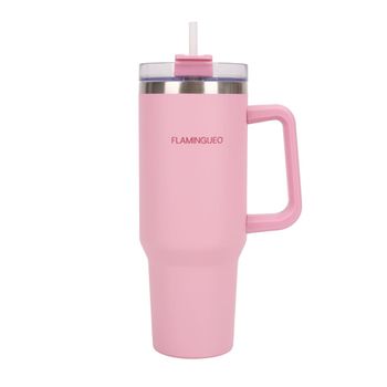 Botella térmica con pajita acero inoxidable 1,18 litros rosa