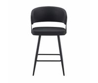 silla de comedor 52 cm - tapizada con respaldo y reposabrazos estilo minimalista y moderno mid-century - negro