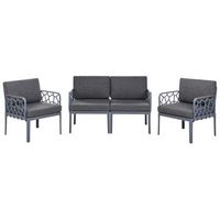 conjunto de jardin moderno 4 plazas estructura sintetica con cojines gris oscuro eriche