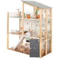 woomax - casa de munecas de madera con muebles y accesorios  60x35x74 cm
