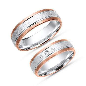 Alianzas 8 quilates oro blanco-rojo 3 diamantes