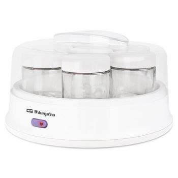Orbegozo YU 2350 Yogurtera Eléctrica 15W – Incluye 7 Tarros de Cristal de 200 ml, Tapa Transparente, Tarros Aptos para Lavavajillas