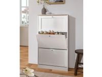zapatero con 3 puertas abatibles en efecto madera blanca