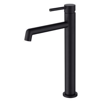 Kibath Grifo De Lavabo Alto Monomando Oso Acabado Negro Mate Fabricado En Latón