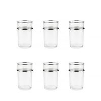 tazas de te de vidrio con bordes plateados 175ml - lote de 6