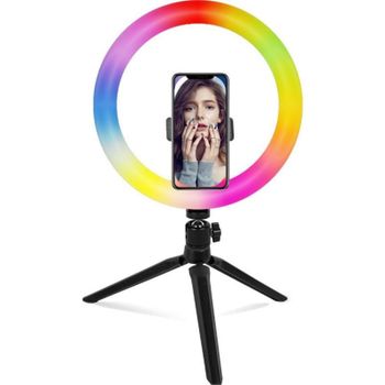 Anillo de luz LED RGB Mozos MLM-RING-RGB 26cm con trípode