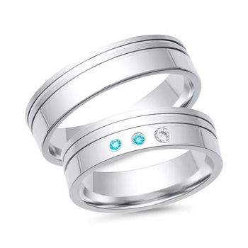 Alianzas 18 quilates oro blanco 3 diamantes