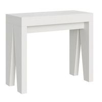 consola extensible blanca 12 personas 40 a 300 cm naxo-soporte 2 pies