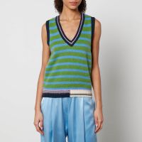 stine goya roberta striped intarsia-knit sweater vest - xxs