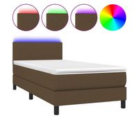 cama box spring con colchon led tela marron oscuro 90x200 cm diseno plano