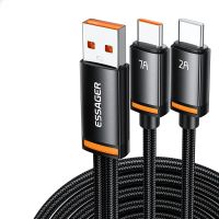 mensaje es-x67 7a 100w usb-a a type-c  cable type-c qc scp fcp vooc carga rapida transmision de datos nucleo de cobre e