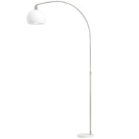 homcom lampara de pie cabeza curvada interruptor de pie base de marmol pantalla de plastico blanco   aosom espana