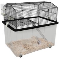 jaula para hamster pawut jaula para animales pequenos 2 pisos con ruedas plato jaula para hamster con forma de placa y escalera de acero 57x43