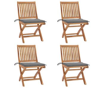 Vidaxl sillas de jardín plegables 4 uds madera maciza teca con cojines