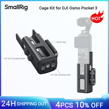 Kit de jaula SmallRig para DJI Osmo Pocket 3, media jaula utilizada con mango de batería Pocket 3 con orificio roscado y localización de 1/4