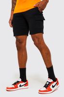 pantalon corto cargo de tela jersey y largo medio negro