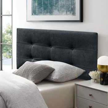 Cabecero Cama Texas Button Deluxe Tapizado Tejido Antimanchas Negro 150x70cm