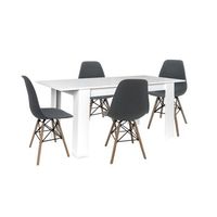 mesa extensible de comedor o cocina blanco  4 sillas estilo nordico gris