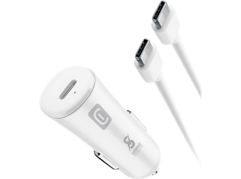Cargador USB para coche - CellularLine CBRSMKITC2CPD25WW, 25W, USB-C, Universal, Blanco