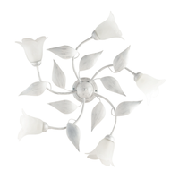 olga - lampara de techo blanca con cristal alabastro y acabado plata antigua 5 luces o70 cm