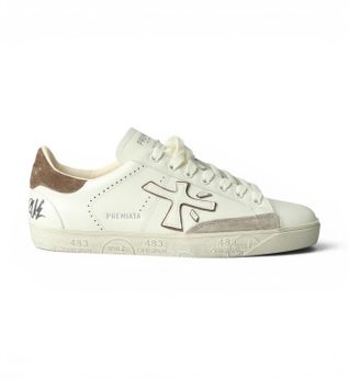 Premiata para hombre. STEVEN Zapatillas de Piel Steven blanco (44), Plano, Cordones, Casual