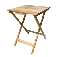 mesa velador plegable de madera acabado barniz 60x60x75cm eme mobiliario