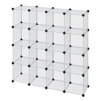 Armario modular apilable de 16 cubos de color blanco